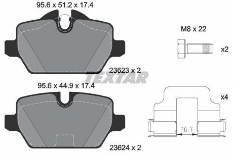 Комплект тормозных колодок, дисковый тормоз TEXTAR 2362381
