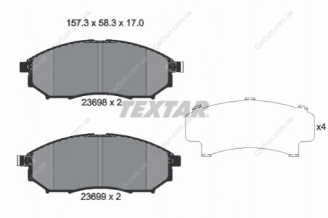 Комплект гальмівних колодок, дискове гальмо TEXTAR 2369803 (фото 1)