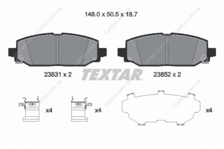 Комплект гальмівних колодок, дискове гальмо TEXTAR 2383101