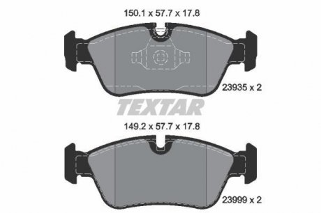 Комплект тормозных колодок, дисковый тормоз TEXTAR 2393581
