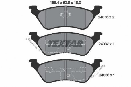 Тормозные колодки задние (16.8 мм) (система KELSEY) Chrysler Dodge Jeep 00-08 TEXTAR 2403601 (фото 1)