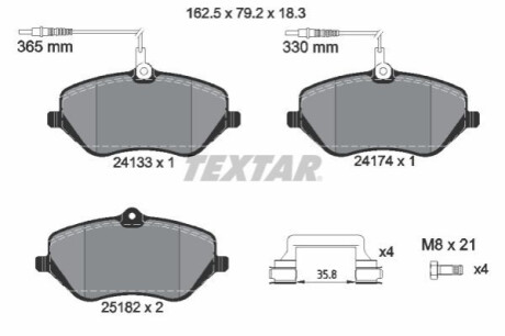 Комплект тормозных колодок, дисковый тормоз TEXTAR 2413303