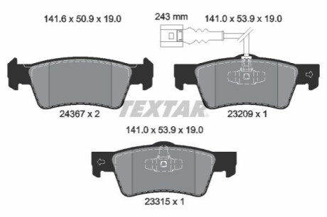 KLOCKI HAM. VW T. TOUAREG 2,5 R5 TDI 06-10 1 CZUJNIK TEXTAR 2436704