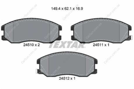 Комплект гальмівних колодок, дискове гальмо TEXTAR 2451001 (фото 1)