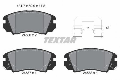 Комплект тормозных колодок, дисковый тормоз TEXTAR 2458601