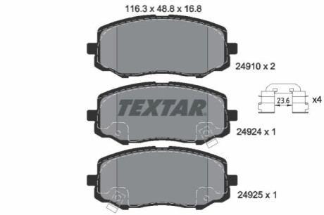 Комплект тормозных колодок, дисковый тормоз TEXTAR 2491001