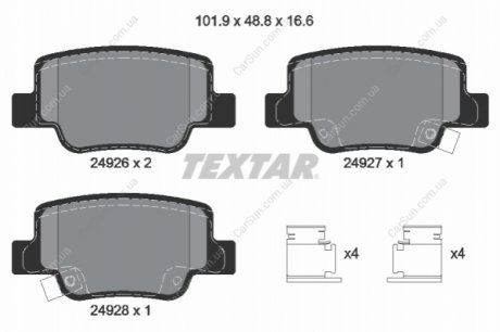 Комплект тормозных колодок, дисковый тормоз TEXTAR 2492601