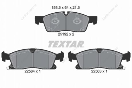 Комплект гальмівних колодок, дискове гальмо TEXTAR 2519207