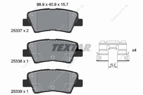 Комплект гальмівних колодок, дискове гальмо TEXTAR 2533709 (фото 1)