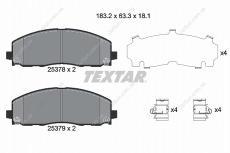 Комплект гальмівних колодок, дискове гальмо TEXTAR 2537801 (фото 1)