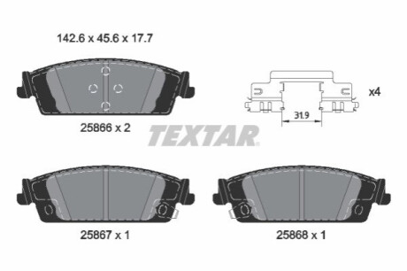 ГАЛЬМІВНІ КОЛОДКИ. CHEVROLET T. SILVERADO/TAHOE 5.3-6.2 4WD 14- TEXTAR 2586601