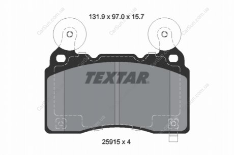 Комплект гальмівних колодок, дискове гальмо TEXTAR 2591501