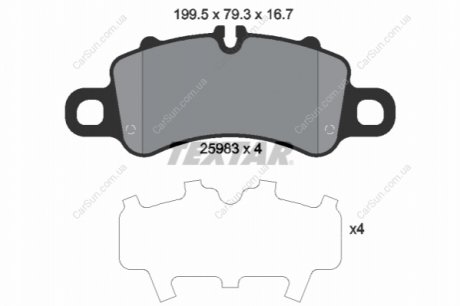 Колодки Гальмівні Porsche 718 Boxster/718 Cayman/911/911 Targa 2.5/3.0 >2015 Перед. TEXTAR 2598301