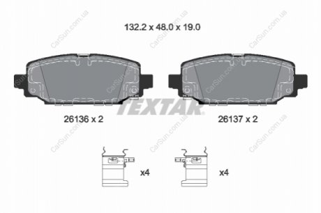 Комплект гальмівних колодок, дискове гальмо TEXTAR 2613601