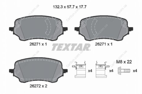 Комплект гальмівних колодок, дискове гальмо TEXTAR 2627101