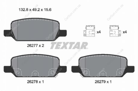 Комплект гальмівних колодок, дискове гальмо TEXTAR 2627701