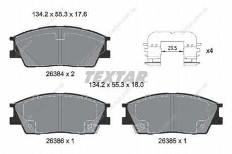 Комплект гальмівних колодок, дискове гальмо TEXTAR 2638401