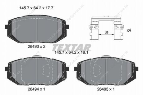 Комплект гальмівних колодок, дискове гальмо TEXTAR 2649301