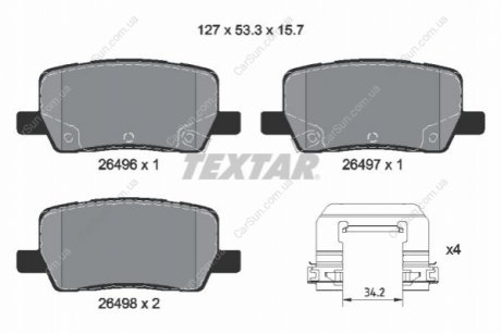 Комплект гальмівних колодок, дискове гальмо TEXTAR 2649601