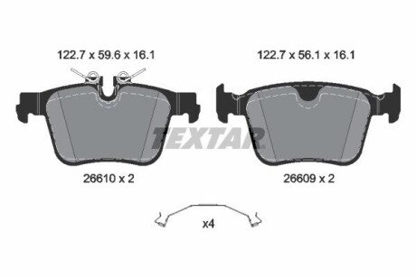 Комплект гальмівних накладок, дискове гальмо TEXTAR 2661001