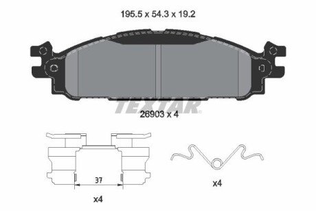 Комплект гальмівних накладок, дискове гальмо TEXTAR 2690301