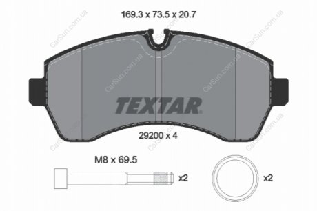 Комплект гальмівних колодок, дискове гальмо TEXTAR 2920006 (фото 1)