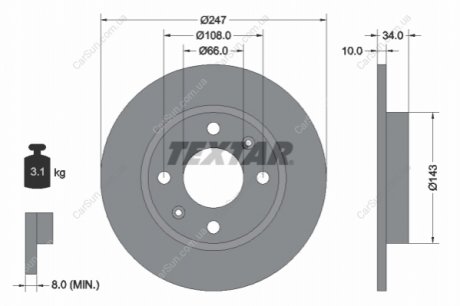 Гальмівний диск TEXTAR 92029803