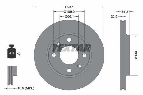 Гальмівний диск TEXTAR 92043103 (фото 1)