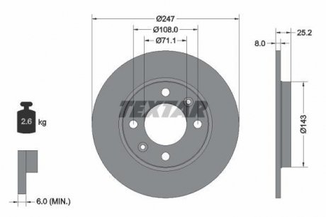 Гальмівний диск TEXTAR 92055003
