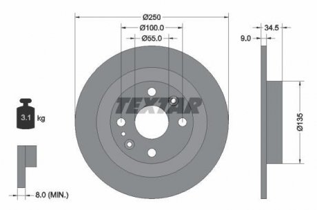 Гальмівний диск TEXTAR 92061700