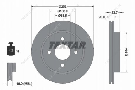 Тормозной диск TEXTAR 92063603