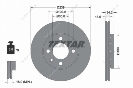 Тормозной диск TEXTAR 92072003 (фото 1)