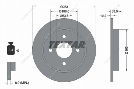 Тормозной диск TEXTAR 92088403
