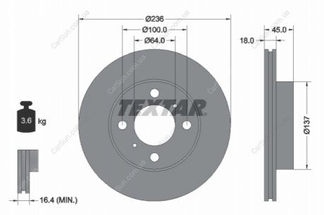 Гальмівний диск TEXTAR 92089400 (фото 1)