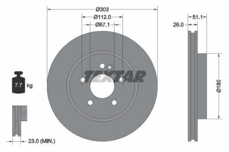 ПЕРЕДНИЙ ГАЛЬМУВАЛЬНИЙ ДИСК 303X26 V TEXTAR 92089905