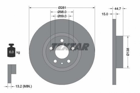 Тормозной диск TEXTAR 92096400 (фото 1)