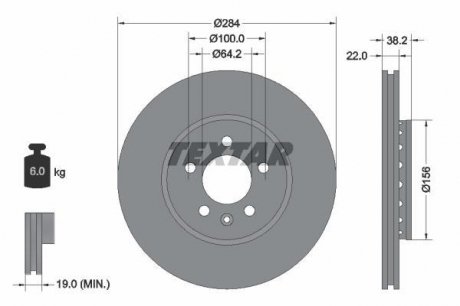 Тормозной диск TEXTAR 92103400 (фото 1)
