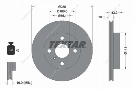 Тормозной диск TEXTAR 92103603