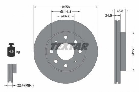 Гальмівний диск TEXTAR 92103903 (фото 1)