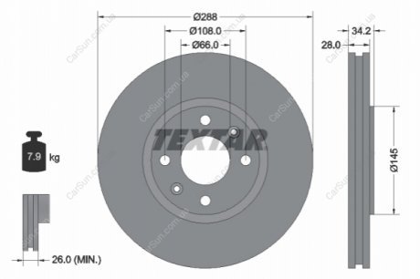Тормозной диск TEXTAR 92107800 (фото 1)