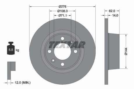 Тормозной диск TEXTAR 92107900