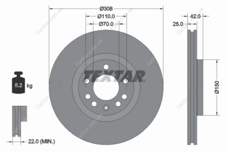 Гальмівний диск TEXTAR 92110905 (фото 1)