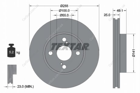 Тормозной диск TEXTAR 92125903