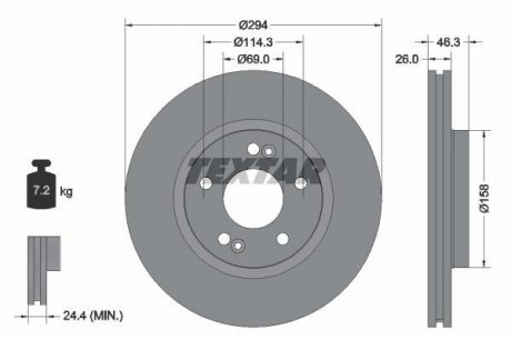 Тормозной диск TEXTAR 92136403 (фото 1)
