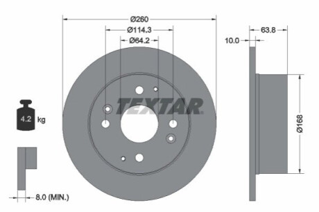Тормозной диск TEXTAR 92138600