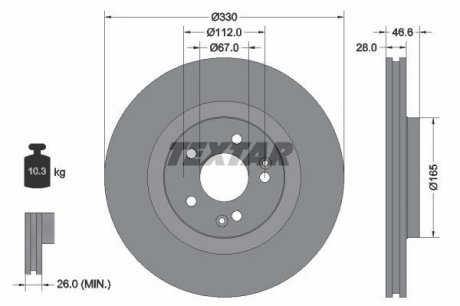 ПЕРЕДНИЙ ГАЛЬМУВАЛЬНИЙ ДИСК 330X28 V TEXTAR 92151005