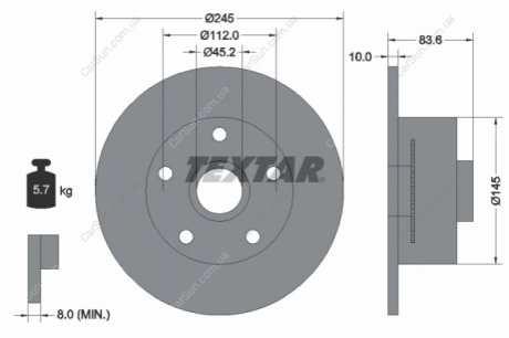 Тормозной диск TEXTAR 92154303