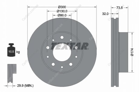 Гальмівний диск TEXTAR 92157303 (фото 1)