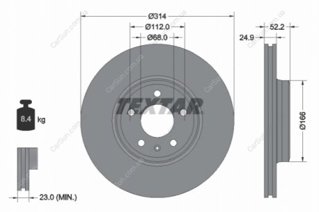 Гальмівний диск TEXTAR 92159905 (фото 1)