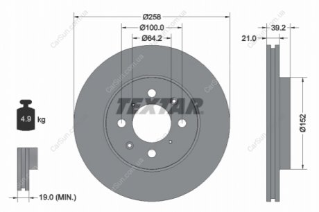 Гальмівний диск TEXTAR 92165903